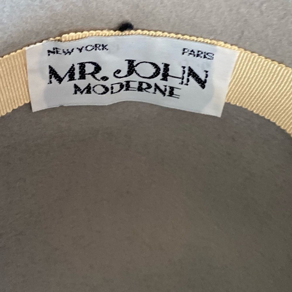 Vintage Mr John Moderne Hat Wool Felt Wide Brim Ribbon Detail New York Paris View 5